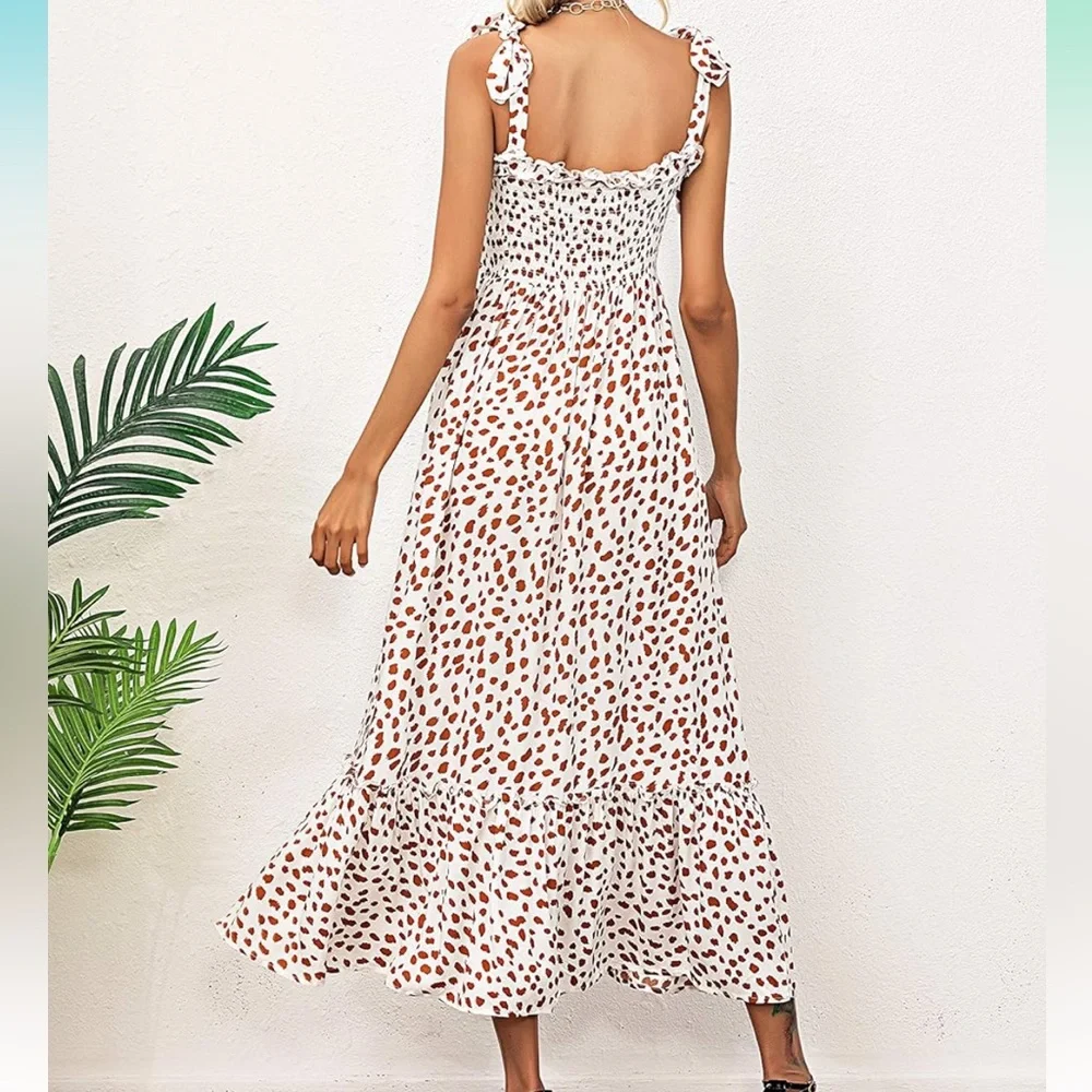 Women’s Sundress, Polka Dot/Ruffle Cotton Dress - Picture 3 of 4